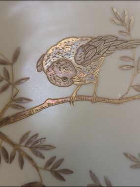 St. Germain French Porcelain Bird Plate - Hand-Painted Gold Luster 9.5 Antique